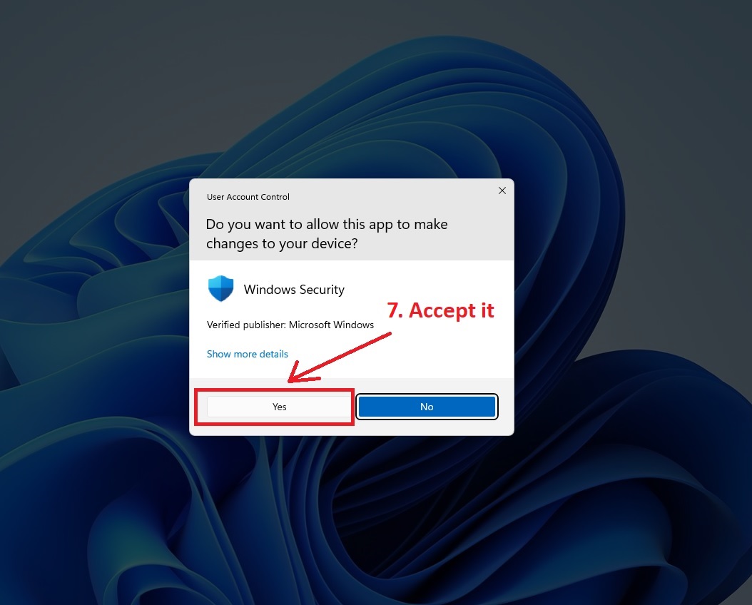 Accept disabling Windows Security