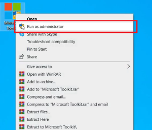 Abra Microsoft Toolkit.exe como administrador